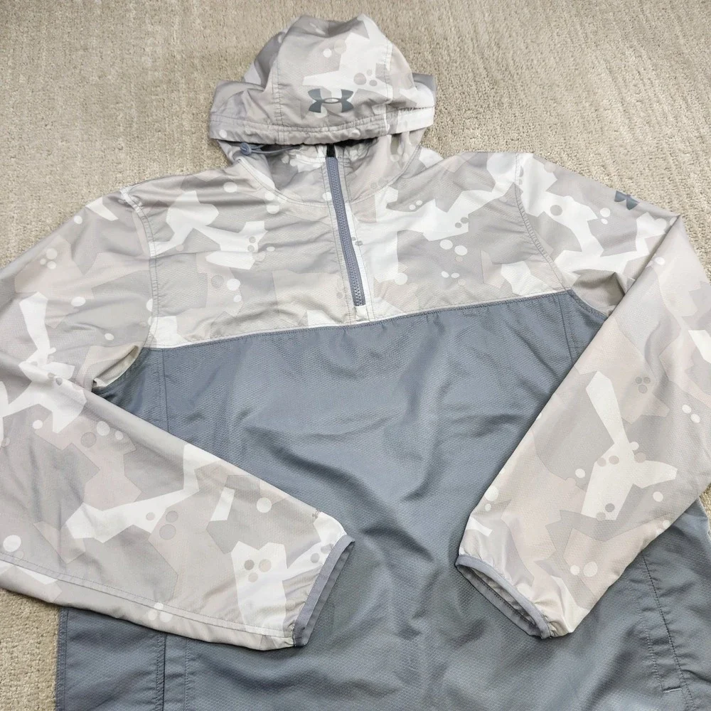 Under Armour Jacket Men Medium Sportstyle Storm Windbreaker White Camo Mesh Line